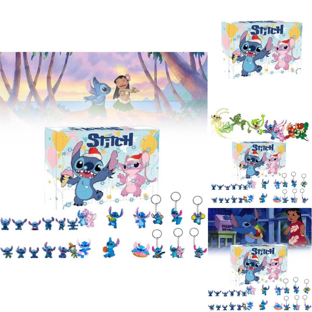 Stitch Christmas Countdown Calendar With 24 Keychain Toys For Holiday Gift And Interactive Play