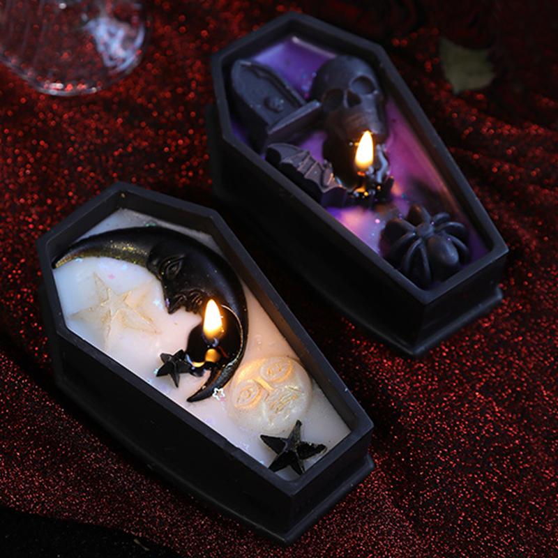1PC Soybean Wax Blend Horror Gifts Black Party Aromatherapy Candles Halloween Tombstone Halloween Candles Home Decor 3 Styles