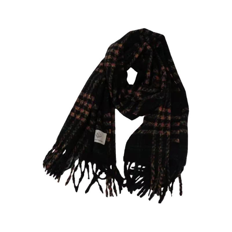 New imitation cashmere scarf women's winter high-end feeling small fresh plaid thickened warm shawl scarf