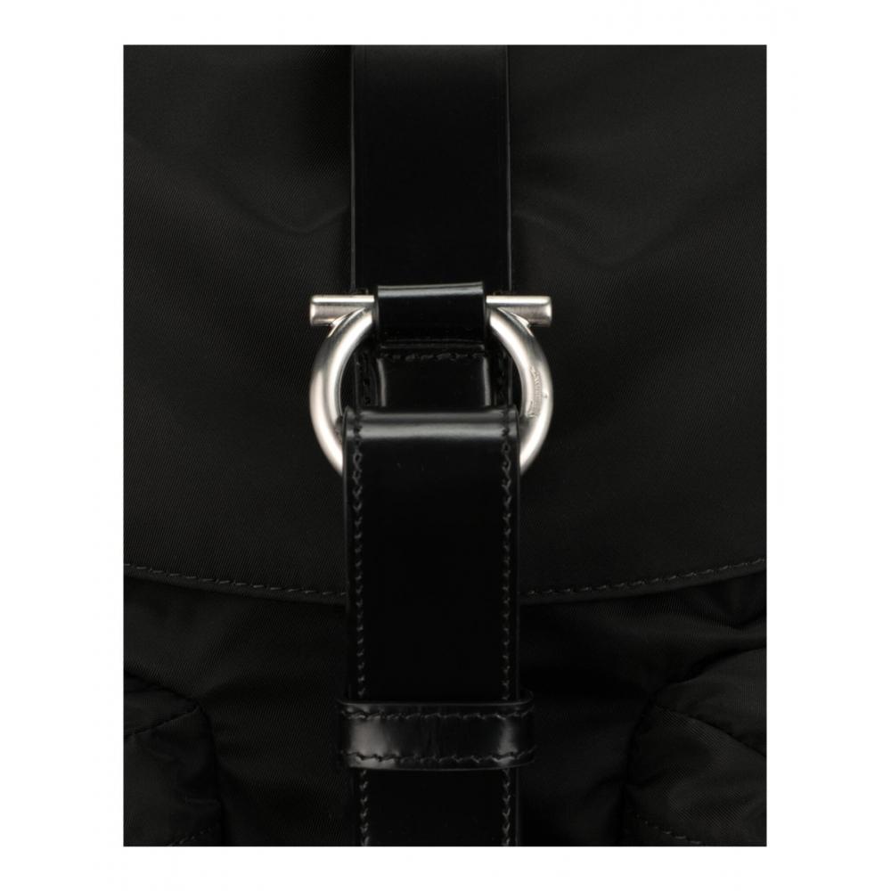 Salvatore Ferragamo Nylon Gancini Technical Backpack Black