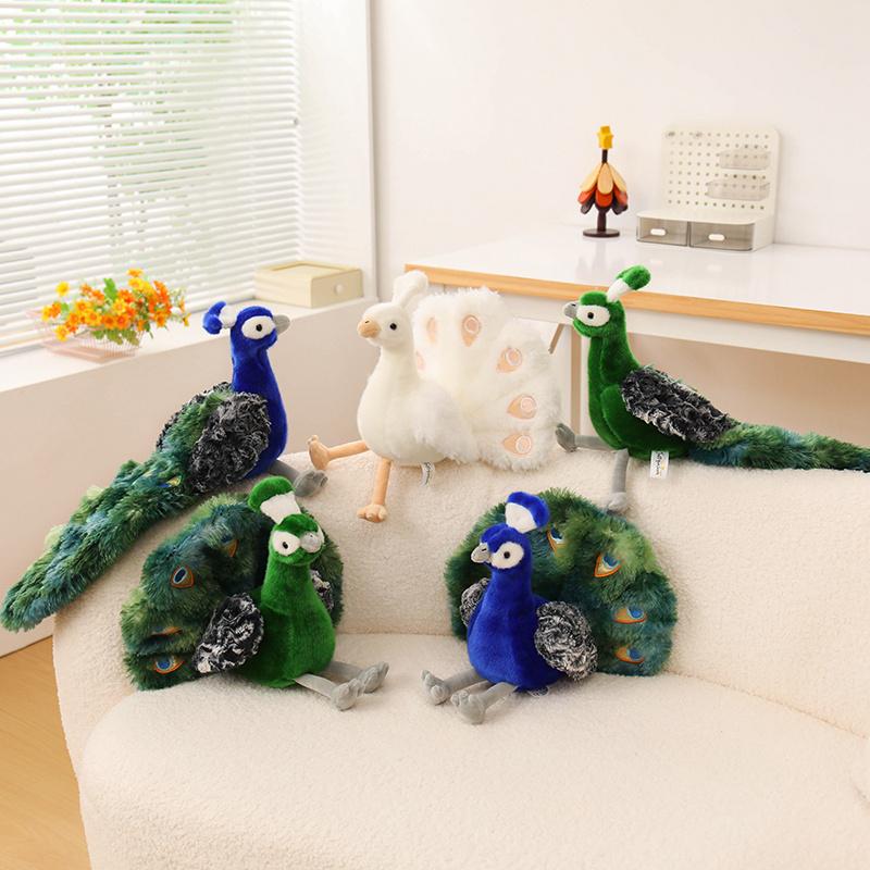 Fantastic Peacock Doll Plush Toy Stuffed Colorful Zoo Animal Long Tail Doll Girlfriend Gift Decoration