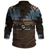 V-neck Sweater Men's 3d Digital Printing Stand Collar 6 Button Vintage Collar