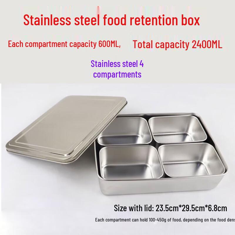FATTBAO Stainless Steel Food & Seasoning Storage Containers Four-Compartment