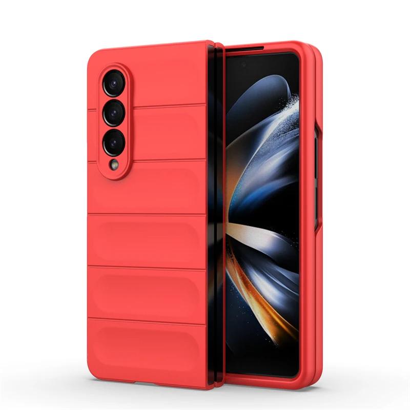 

Для Samsung Galaxy Z Fold4 3 5 5g задняя крышка телефона чехол мягкий жидкий силикон против падения ударопрочный защитный чехол Funda Coque For Z Fold4