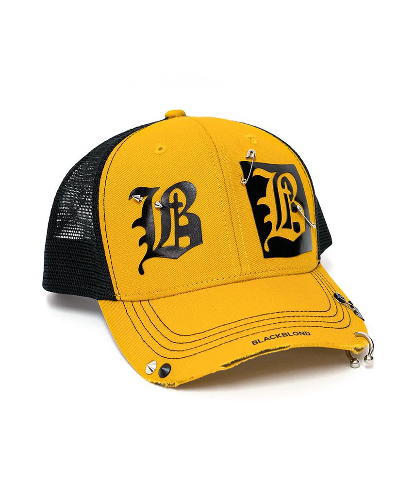 BLACKBLOND Vividi Dual B Logo Trucker Mesh Cap (Mustard)