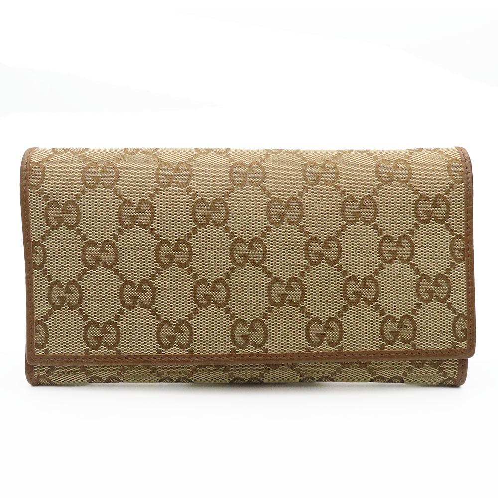 Used GUCCI Purse 346058 GG canvas/leather Brown Bifold Wallet