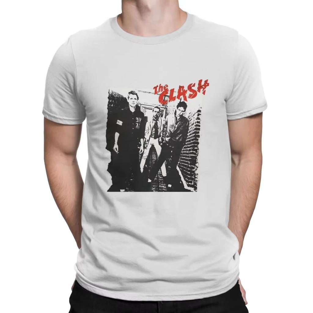 Men's T-Shirt Clash One Funny Cotton Tees Short Sleeve The Clash T Shirt Crewneck Printed Clothes Fashion Loose Casual Top Tees