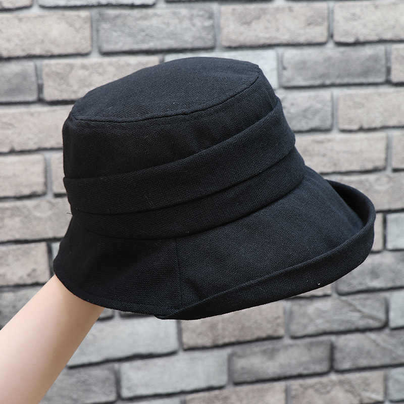 Hat women's summer high-end straw straw hat new breathable bucket hat outdoor sunshade sun protection hat