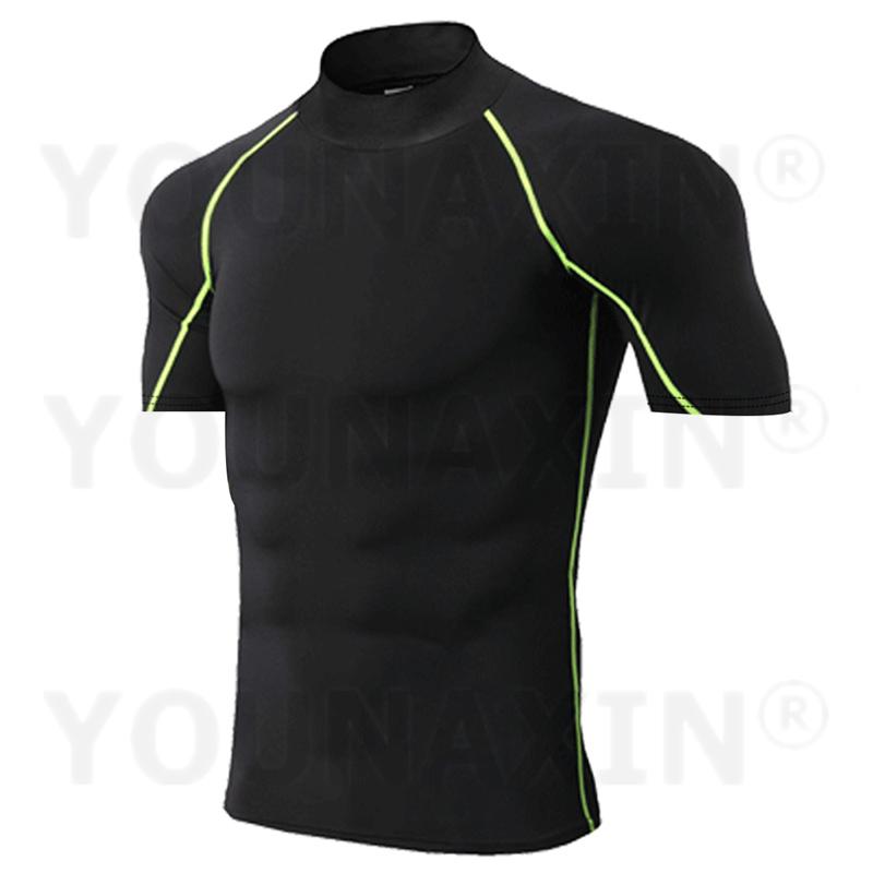 

Европейский размер Мужские футболки с коротким рукавом и высоким воротом для бега Спортивная облегающая одежда для фитнеса Тренировки по йоге Быстросохнущий топ для велоспорта XS S M L XL 2XL 2XL