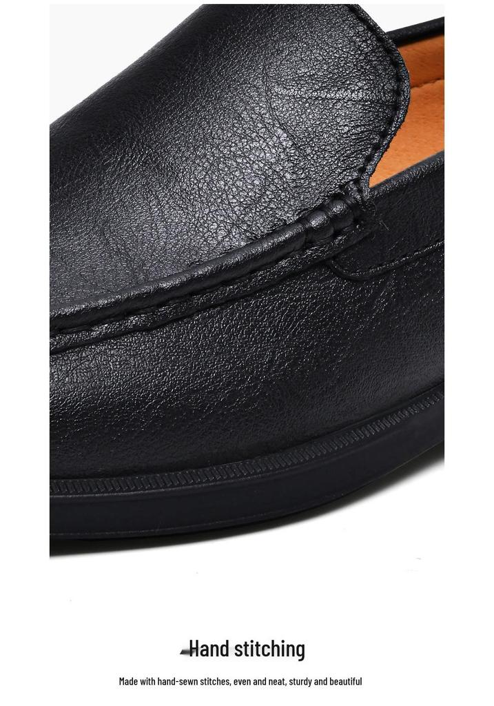 Men's Plus Size Summer Cowhide Casual Loafers - Slip-On Leather Driving Shoes