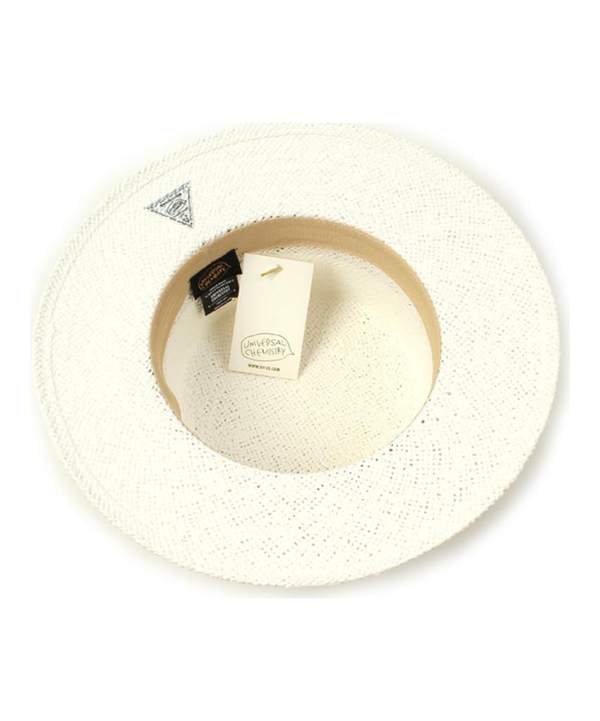 Blue Mono Line White Panama Hat
