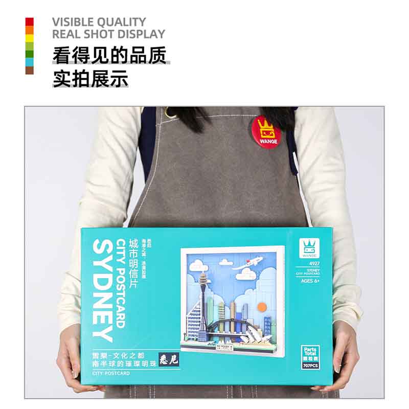 Moc 707Pcs Creative City Postcards Sydney Skyline Art Hanging Drawing Diy Blocks Children'S Puzzle Toys Birthday Gifts