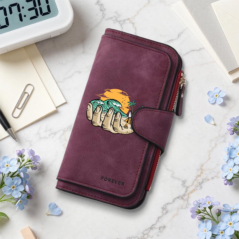 Fashion Creative Print Ladies Long Wallet Portable Multi Card Slot Casual Female Purse