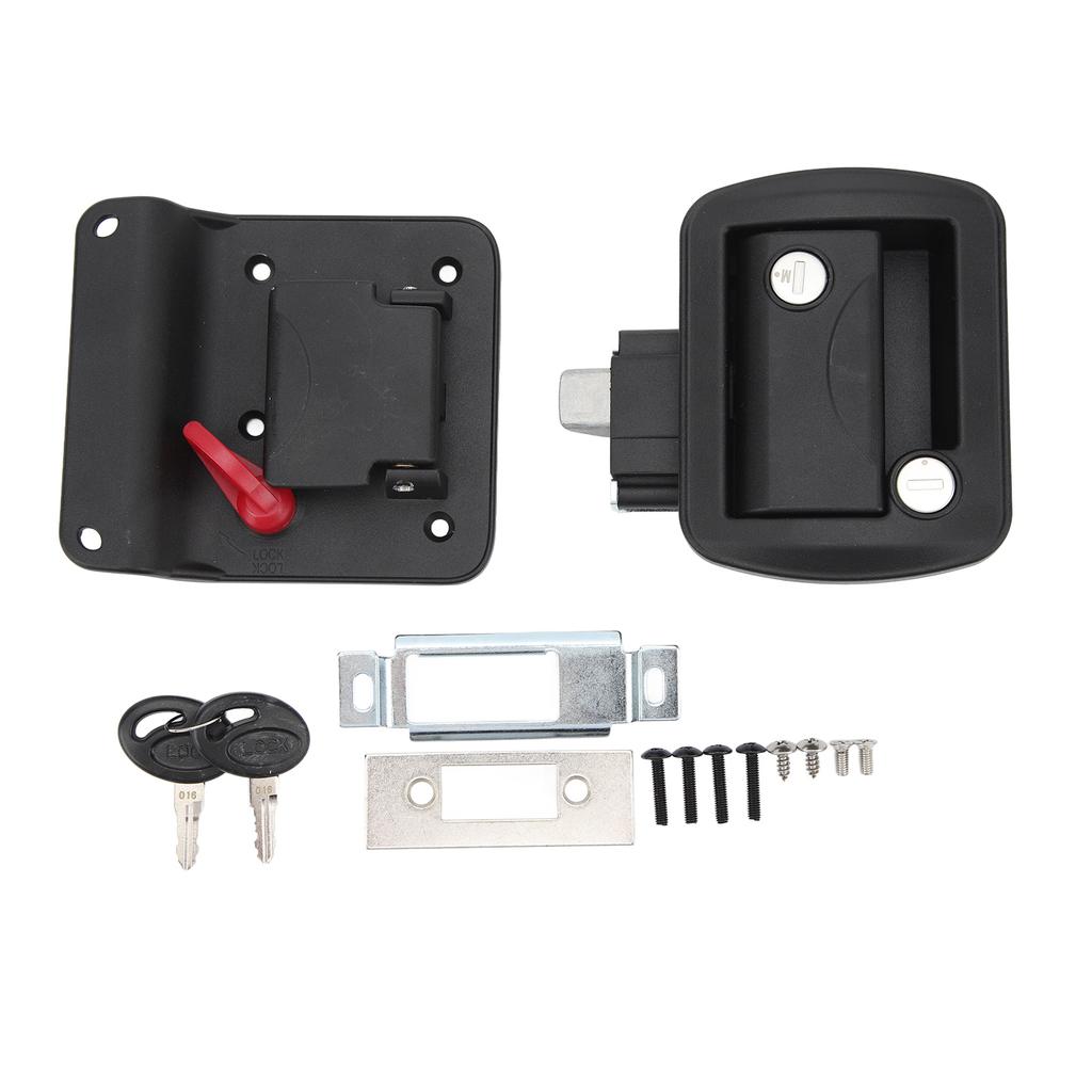 RV Door Lock IP67 Waterproof High Strength Black Paddle Entry Door Latch for Trailer Camper