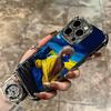 Blue Yellow Ukrainian Girl Plating Phone Case For Iphone 16 17 Pro Max Air 16E 14 15 Plus 12 13 Mini Anti-Fall Airabag Cover