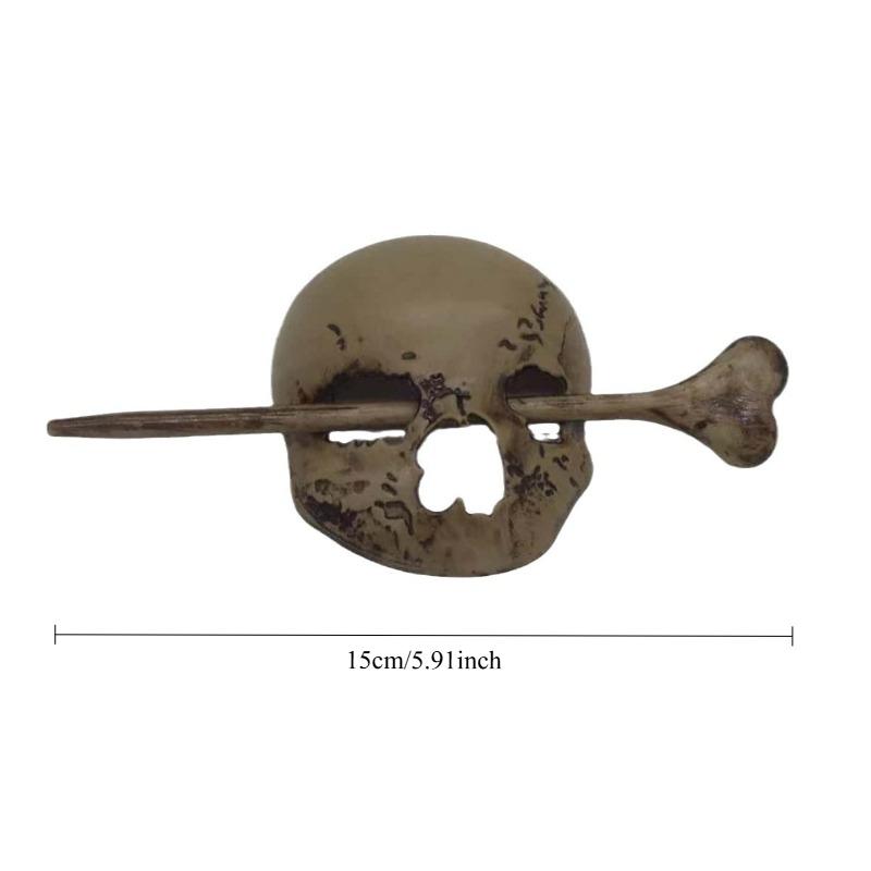 1Set Hair Pin Stick Slide and Faux Bone Halloween Skull Hairpin
