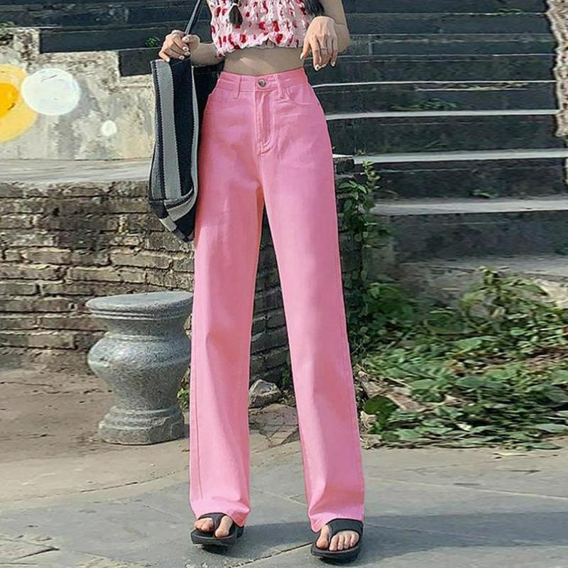High-waisted Straight-leg Jeans Women's Autumn and Winter Models, Retro, Small, Loose, Thin and Tall, All-match Mopping Wide-leg Trousers