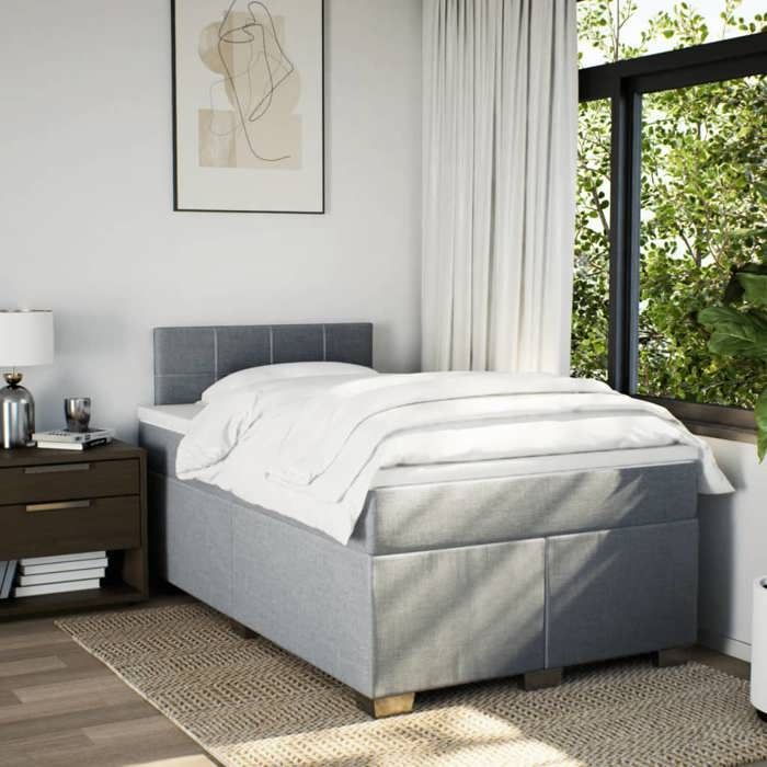 Maison Exclusive - Sommier à lattes de lit avec matelas Gris clair 120x200cm Tissu