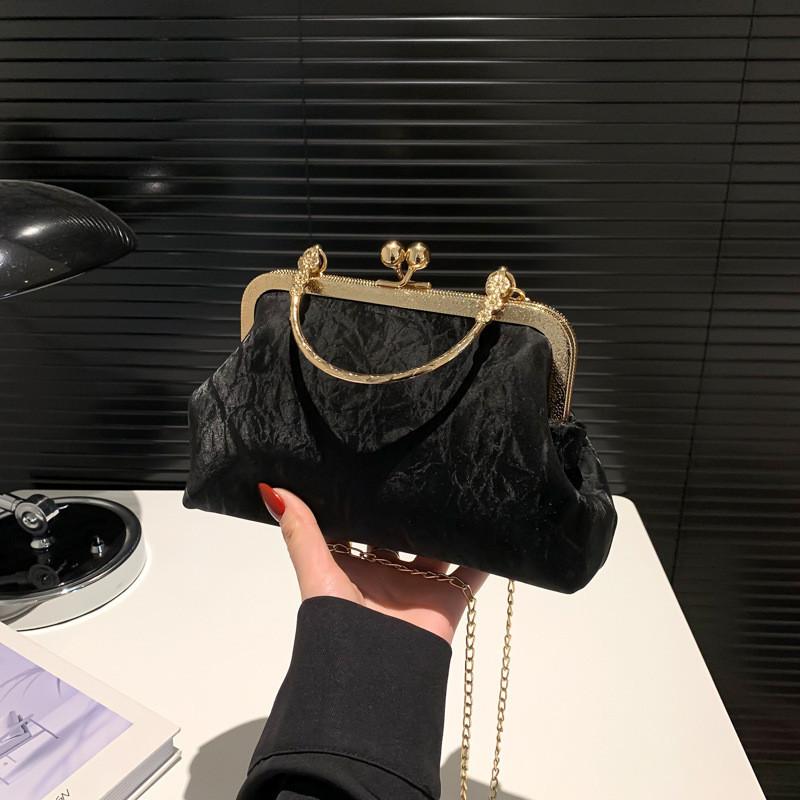 Trendy Small Square Bag For Women With Cute Chain Handle And Lock Buckle Closure