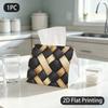 1pc Tissue Box, Rustic Woven Strips Natural Charm Pattern, 2D Flat Printing, Serves Multiple Purposes, Built To Last, Tissue Organizer, for Cooking Sp
