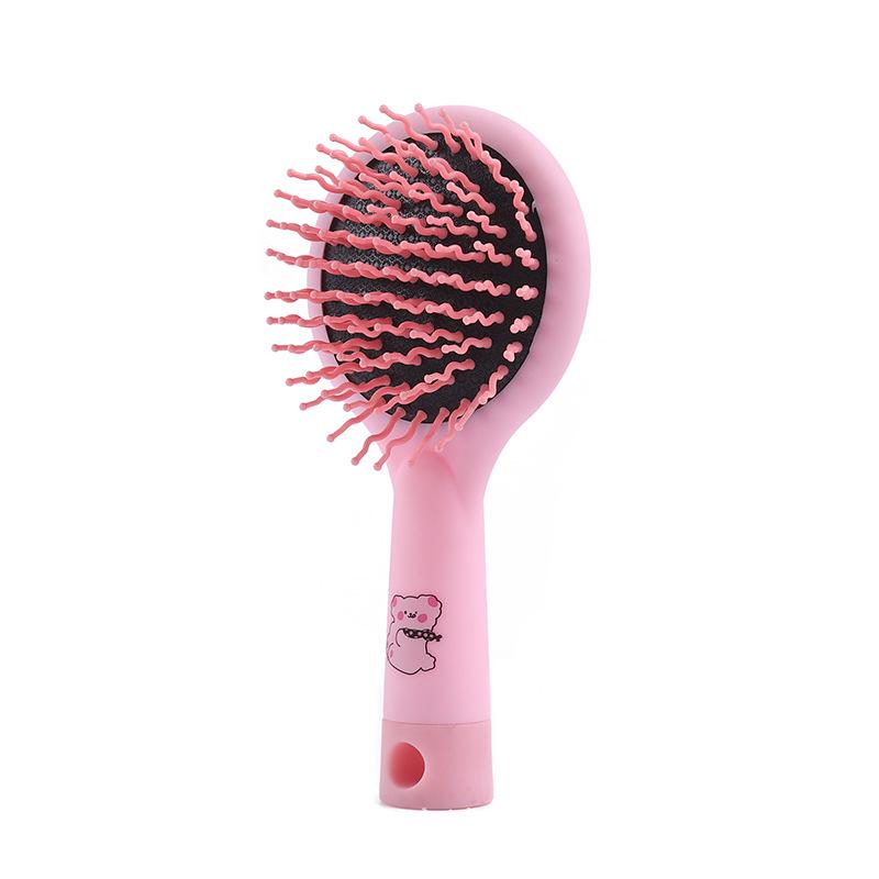 Cute Cartoon Air Cushion Comb for Girls and Teens: Portable Hairbrush with Mirror and Massage Feature.