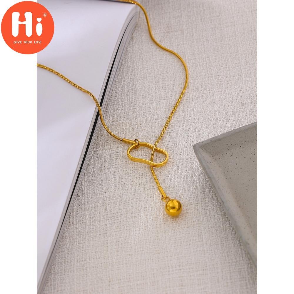 Hi Eetit Collier avec pendentif géométrique en perles d'acier inoxydable pour femme