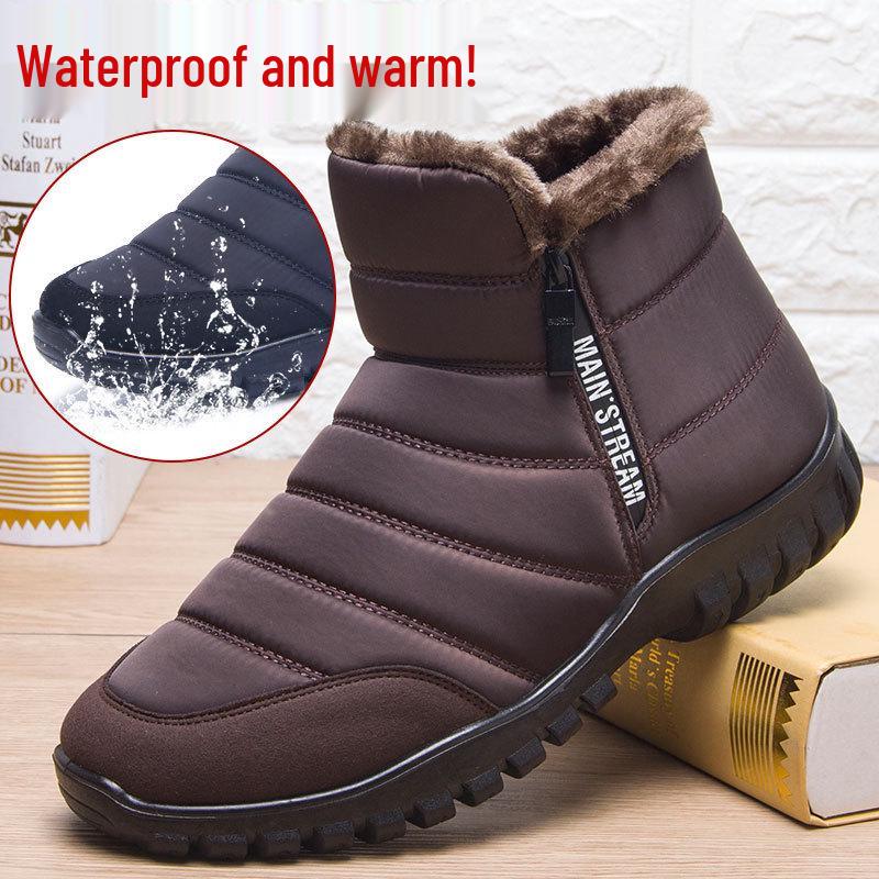 Herren Winter Schneestiefel mit hohem Bund, rutschfest, wasserdicht, mit Reißverschluss für ältere Menschen