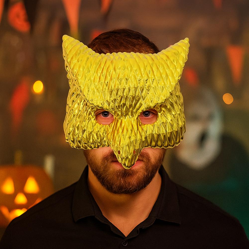 Golden Full Face Mask Plastic Animal Mask Creative Halloween Masks  Festival