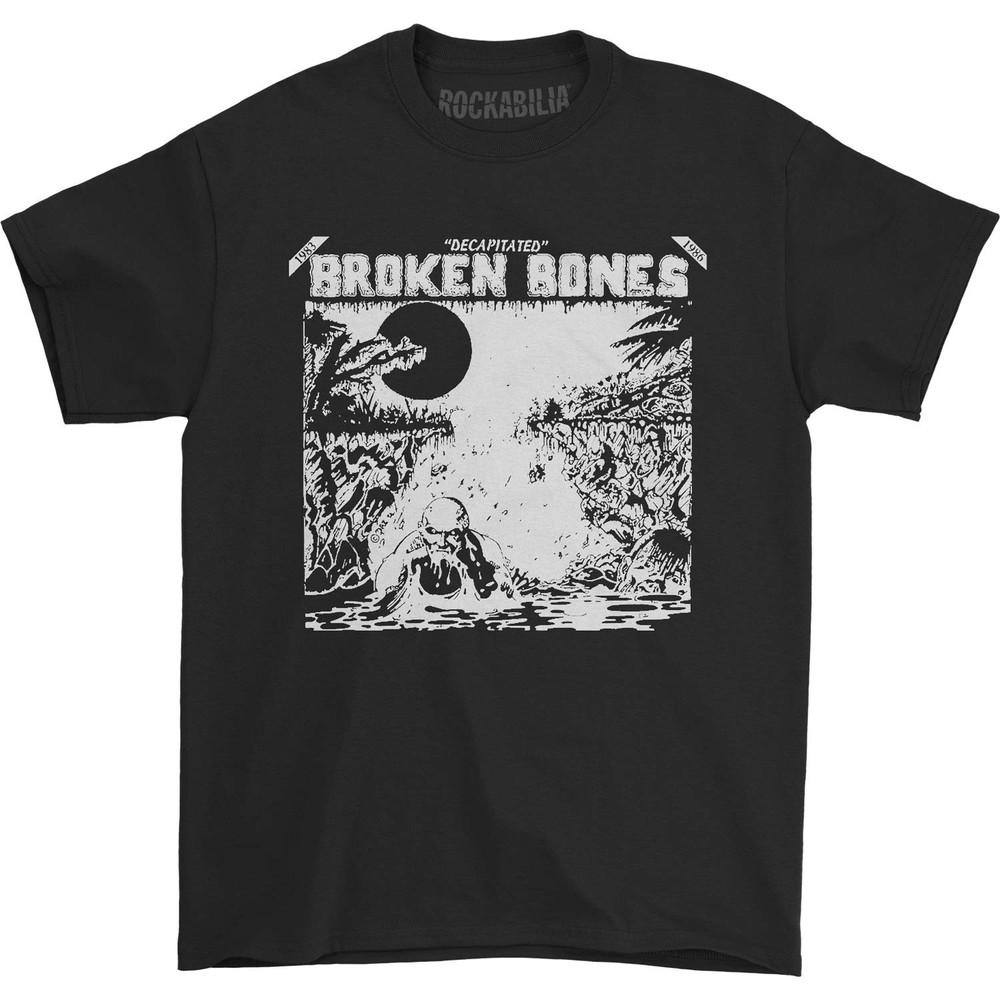 Pánské tričko s potiskem zlomených kostí a dekapitace, černé