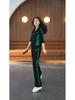 Women's Spring/Autumn 2025 Fashionable Slim Fit Stand Collar Sweater & Wide-Leg Pants Two-Piece Set
