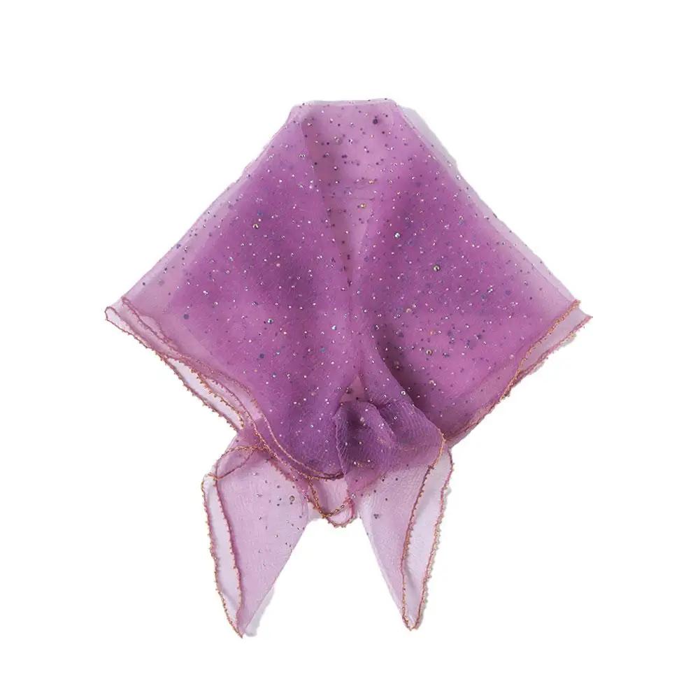 Платок Женский Модный Платки Женский Мусульманский Хиджаб С пайетками Кружево Прозрачный Шарф Платок на голову Тюль Сетка Женский Шарф Вуаль Мусульманский V3L1