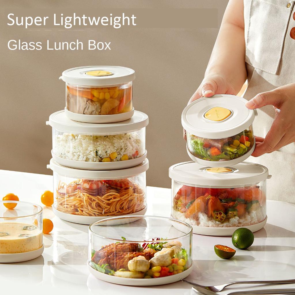 Glass Tupperware Set Airtight Containers Heat Resistant Lunch Box Food Storage Frozen Rice Container Salad Bowl