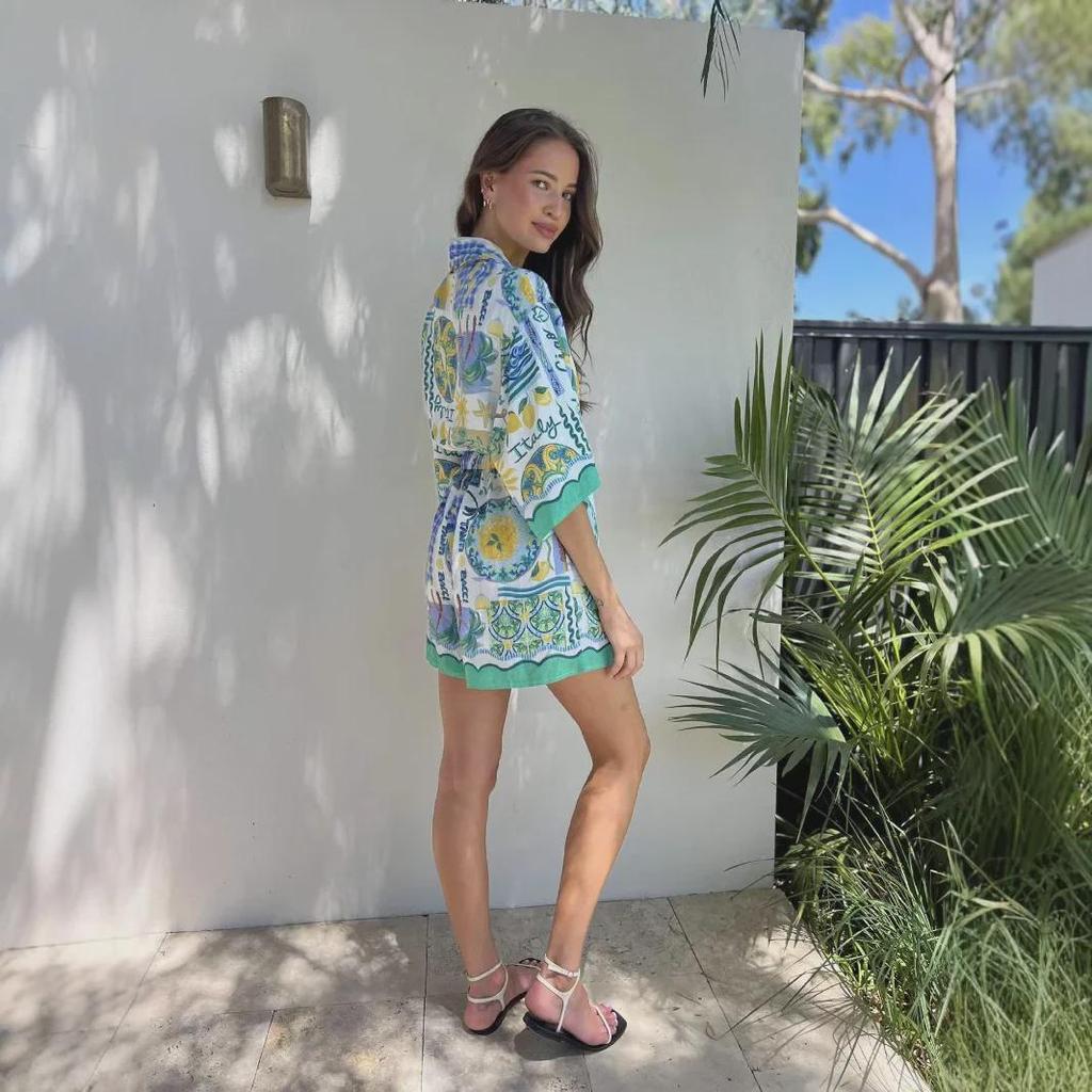 25. Jubiläum Sommer Cross-Border-Mode: Bedruckter Spitzen-Jumpsuit - Urlaubsstil