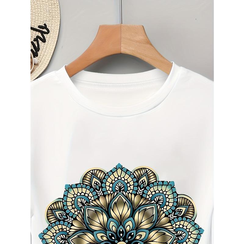 European sizes Elegant Artistic Print Women's Short-Sleeve T-Shirt