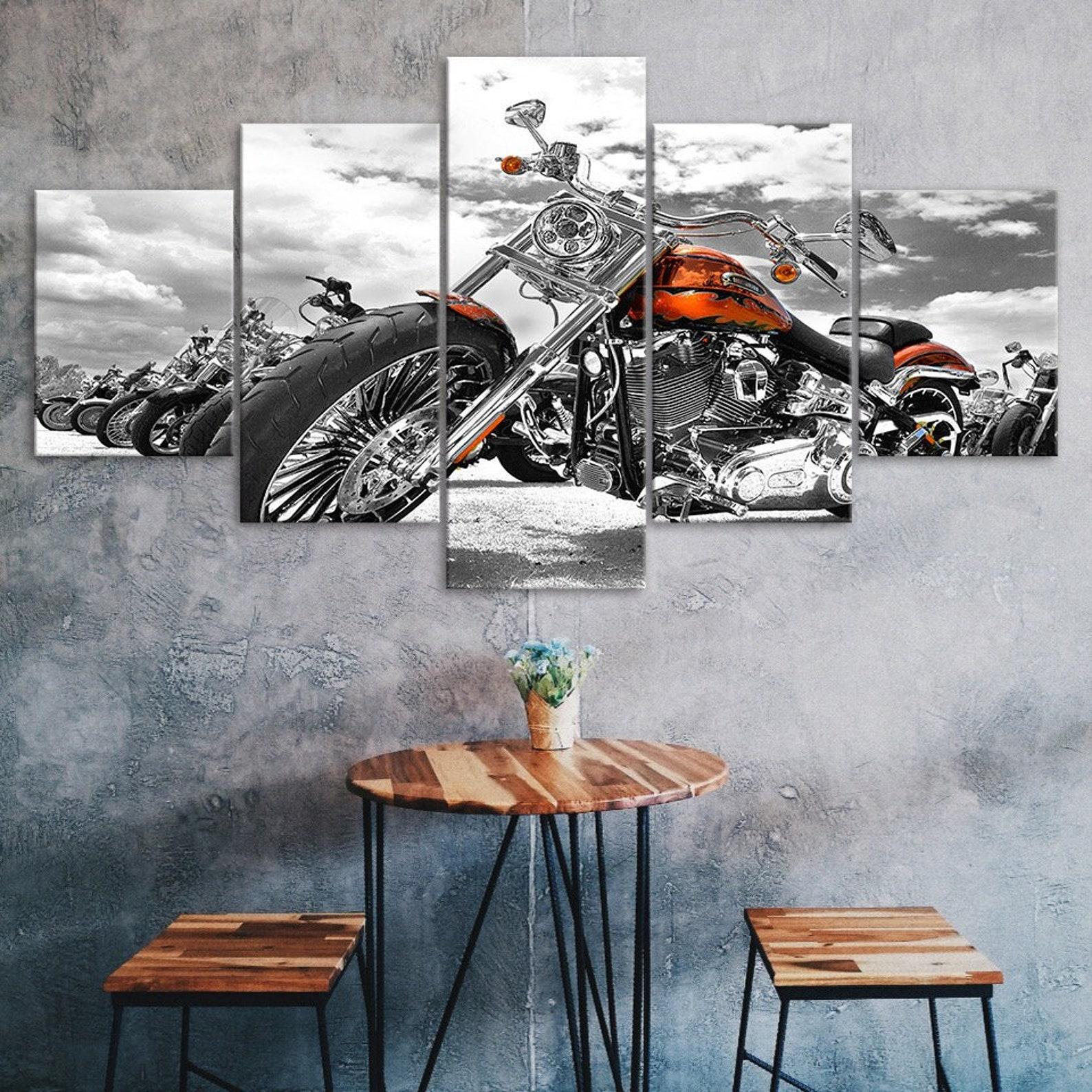 

Classic Motorcycle Canvas 5 Piece Five Panel Print Modern Wall Art Poster Picture Home Decor Gift For Him For Her 20X35 20X45 20X55CM