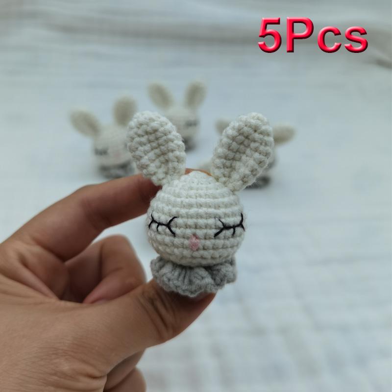 5pc Crochet Beads Animal Rabbit  Chewable Beads DIY Wooden Teething Knitting Beads Jewelry Crib Sensory Toy Baby Teether
