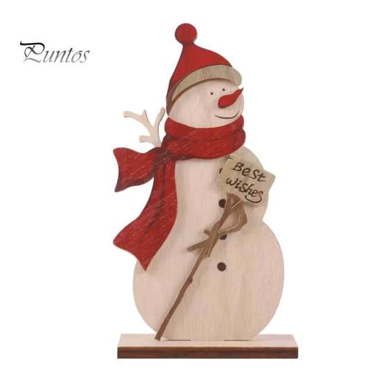 Nordic Style Holiday Decor Christmas Ornaments, Wood Reindeer Santa Claus Snowman Figurine, Elk Tabletop Decorations Rustic Desktop Decoration