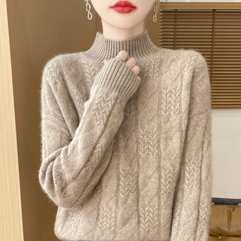 Women's Cashmere Sweater Qinghe Cashmere 30% Cashmere 70% Wool Autumn and Winter Pullover Warm and Fashionable