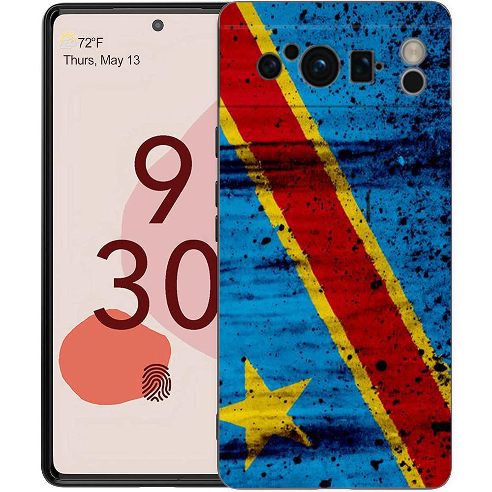 Handyhülle für Google Pixel 8 A 7 6 Pro 6A 5G Schwarz Weiche Stoßfeste Rückseite Silikon TPU Hülle Coque Kongo-Flagge