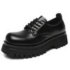 2025 New Men's Shoes Trendy Brand High-end Big Head Leather Shoes Black Low-top Martin Shoes Casual Platform Derby Shoes