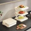 Large Capacity 3 Layers Storage Tray Space Saving Folding Food Preparation Tray Plastic Food Storage Organizer for Kitchen