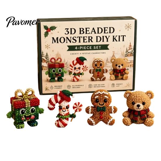 Creative Diy Arts And Crafts 3D Beaded DIY Kit, Lifelike Christmas Animal Beading Craft Set, Easy Kit for Beginners Handmade Embroidery Kids