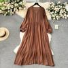 Boho Oversized Dress Women Haft Nadruk Latarnia Rękaw Dekolt w Serek Sukienki Damskie Luźny Krój Panie Vestidos Mujer