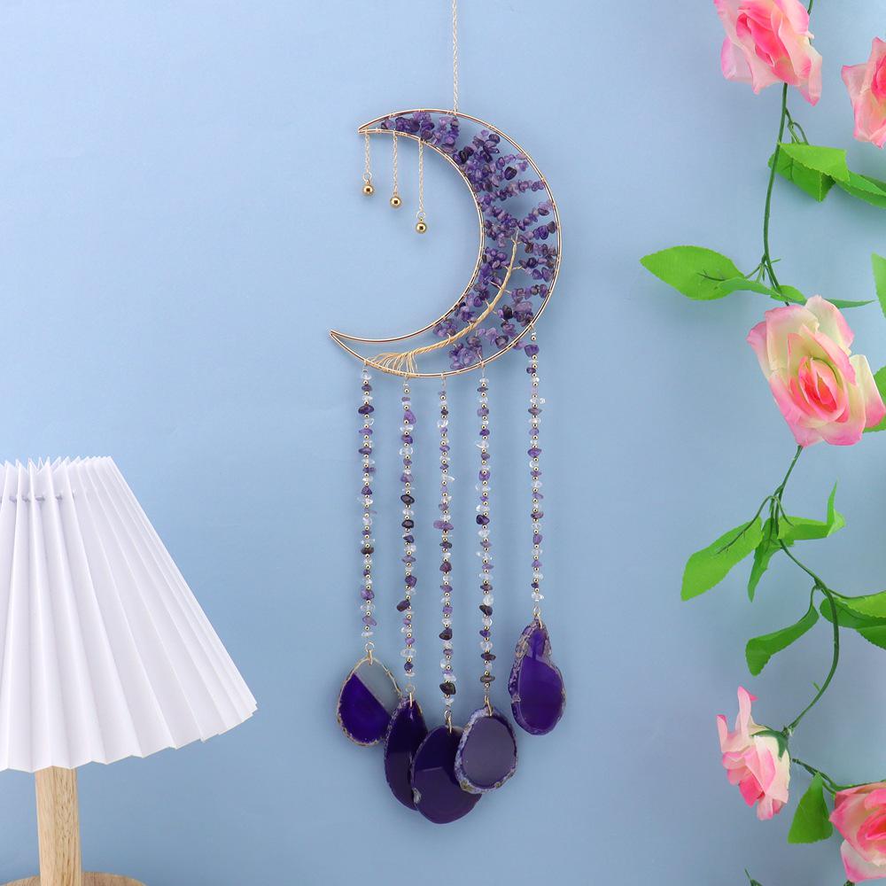 Tree of Life Agate Slice Crystal Pendant - Handmade Craft