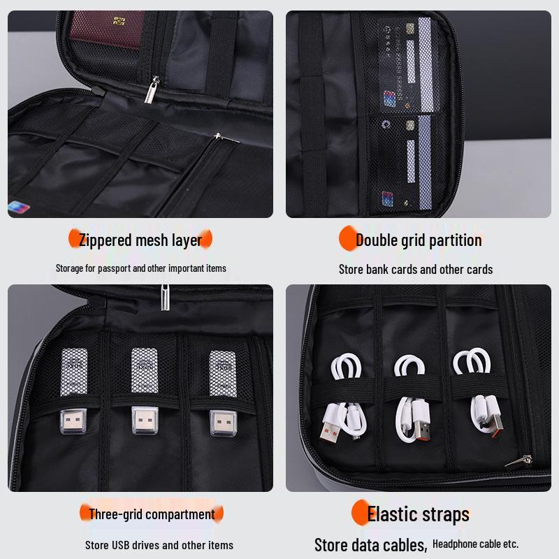 Double-layer Electronics Storage Bag for Cables, Chargers, Earphones, USB Drives, Mouse, Hard Drives, and Power Banks