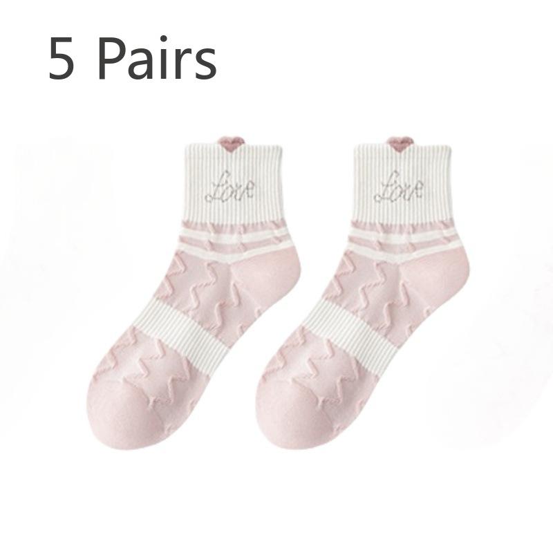 

5 Pairs of Women s Spring and Summer New Pure Cotton Thin Mesh Breathable Tube Socks 5 Pairs розовый/белый