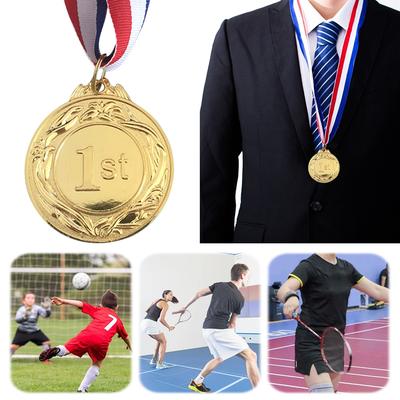 Médailles de Récompense Médaille Or/Argent/Bronze 5cm avec Ruban de Cou Récompenses Étudiants Médailles Métalliques de Vainqueur pour Marathon Jeux de Balle