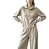 European and American casual knit set: women's half-zip sweater + high-waisted wide-leg pants, weighty two-piece set