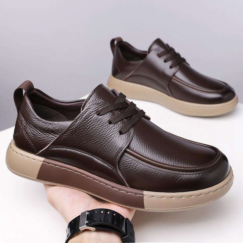 Fashionable Solid - Color Striped Casual Shoe  Lightweight And Comfortable Business Shoe  Thick -Soled Anti -Slip Walking Shoes