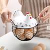 Iron Ceramic Hen Ornament Egg Fruit Storage Basket Cute Chicken Wire Metal Basket Living Room Fruit Vegetable Storage Bowls Creative Kitchen Rack